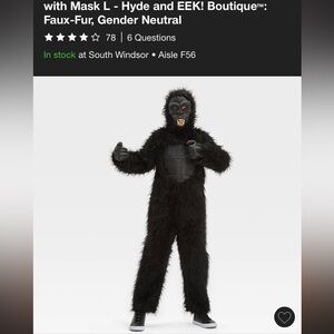 Hyde and EEK gorilla costumes kids Large